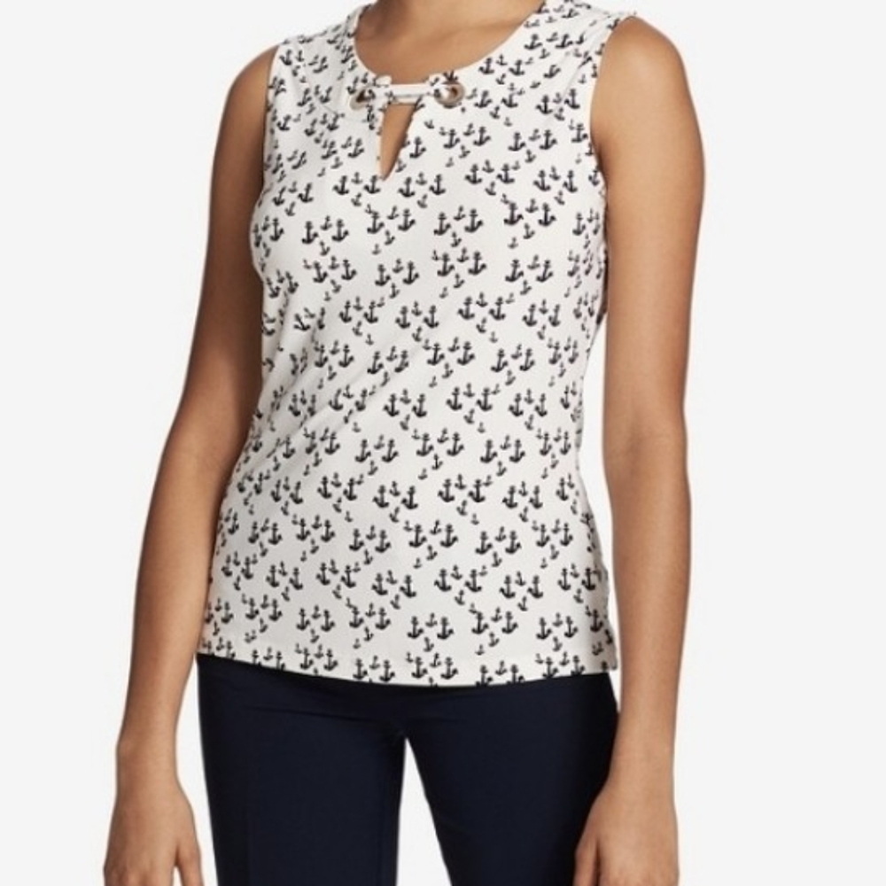 Tommy Hilfiger Anchor Print Sleeveless Top Small *C5 - Picture 3 of 10